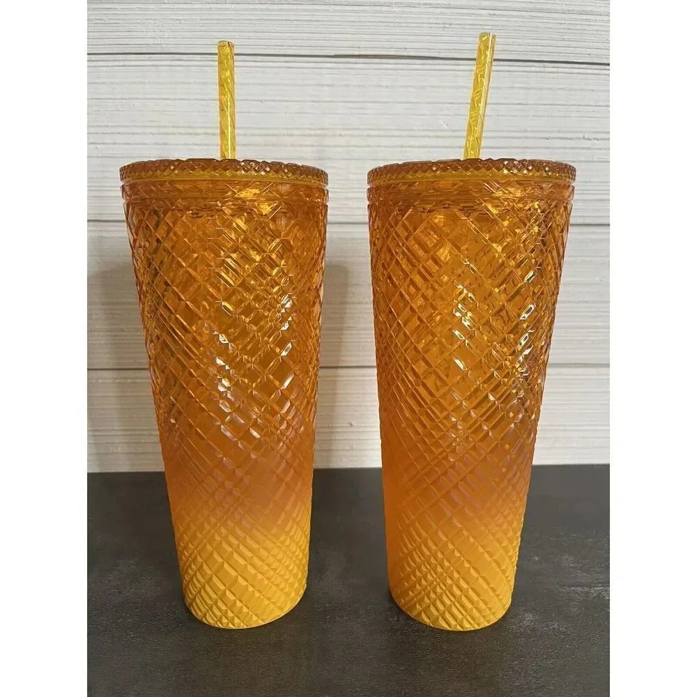 Starbucks NEW Mango Venti Tumblers- Orange (24oz)  Set Of 2